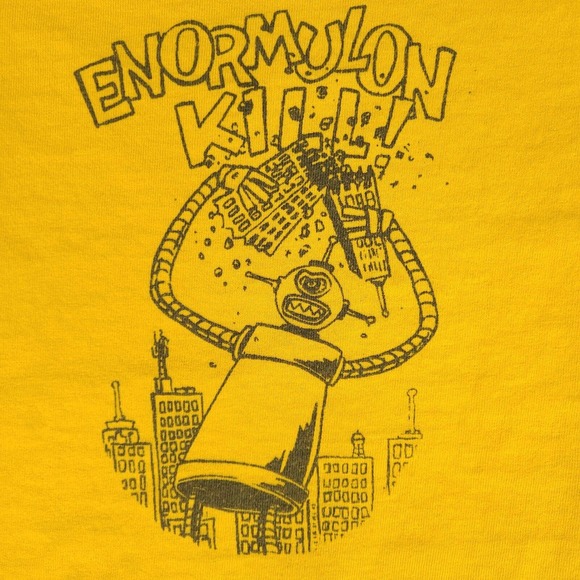Enormulon Kill T-Shirt Mens XL Yellow Robot‎ Destroy Short Sleeve Heavy Cotton - Picture 3 of 16